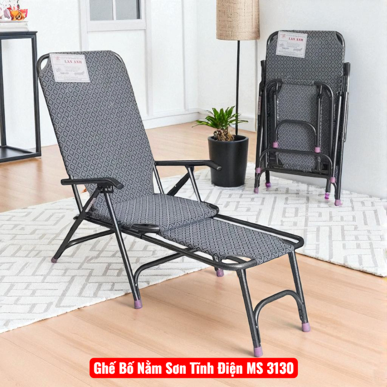 Ghế bố nằm sơn tĩnh điện gấp gọn tiện dụng