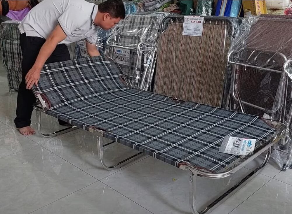 Giường xếp inox vải lưới cỡ lớn MS 3143 khung inox chắc chắn