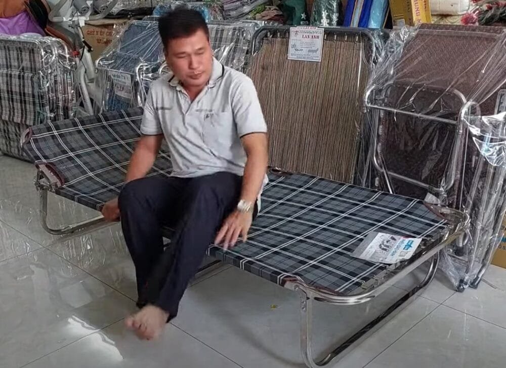 Giường xếp inox vải lưới cỡ lớn giá rẻ gấp gọn tiết kiệm không gian