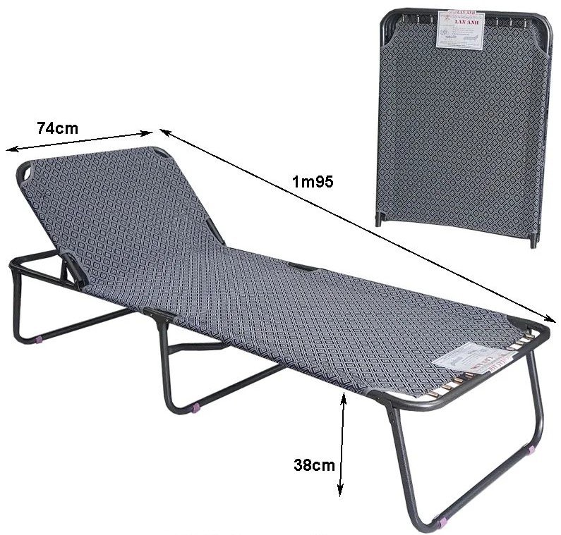 Ghế bố nằm sơn tĩnh điện MS 3132 4 Kích thước ghế bố sơn tĩnh điện