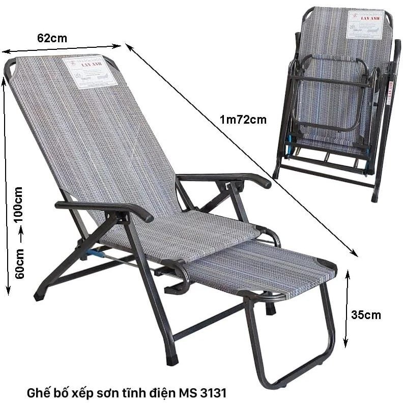 Ghế bố xếp sơn tĩnh điện MS 3131 khung thép vải bố siêu bền 6 Ghế bố xếp sơn tĩnh điện