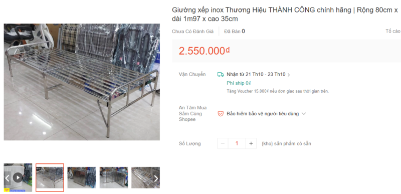 Giường xếp inox ==> shopee