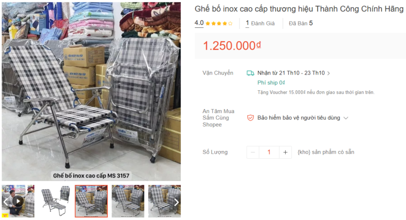 Ghế bố inox ==> shopee