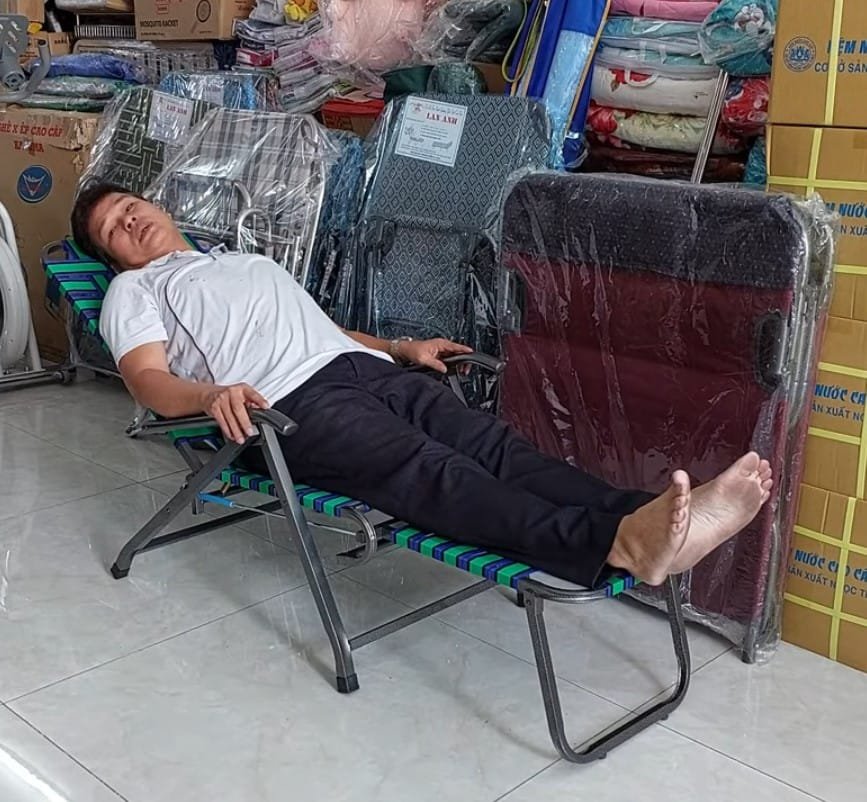 Ghế bố xếp có gác chân MS 3064 khung thép sơn tĩnh điện